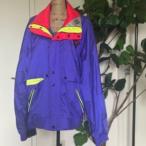 Vintage Purple Windbreaker Jacket with Neon Accents